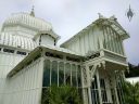 Conservatory of Flowers, view of front entrance and central dome of glasshouse, Golden Gate Park, San Francisco, California